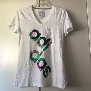 NWT Adidas White V-Neck Short Sleeve T-Shirt